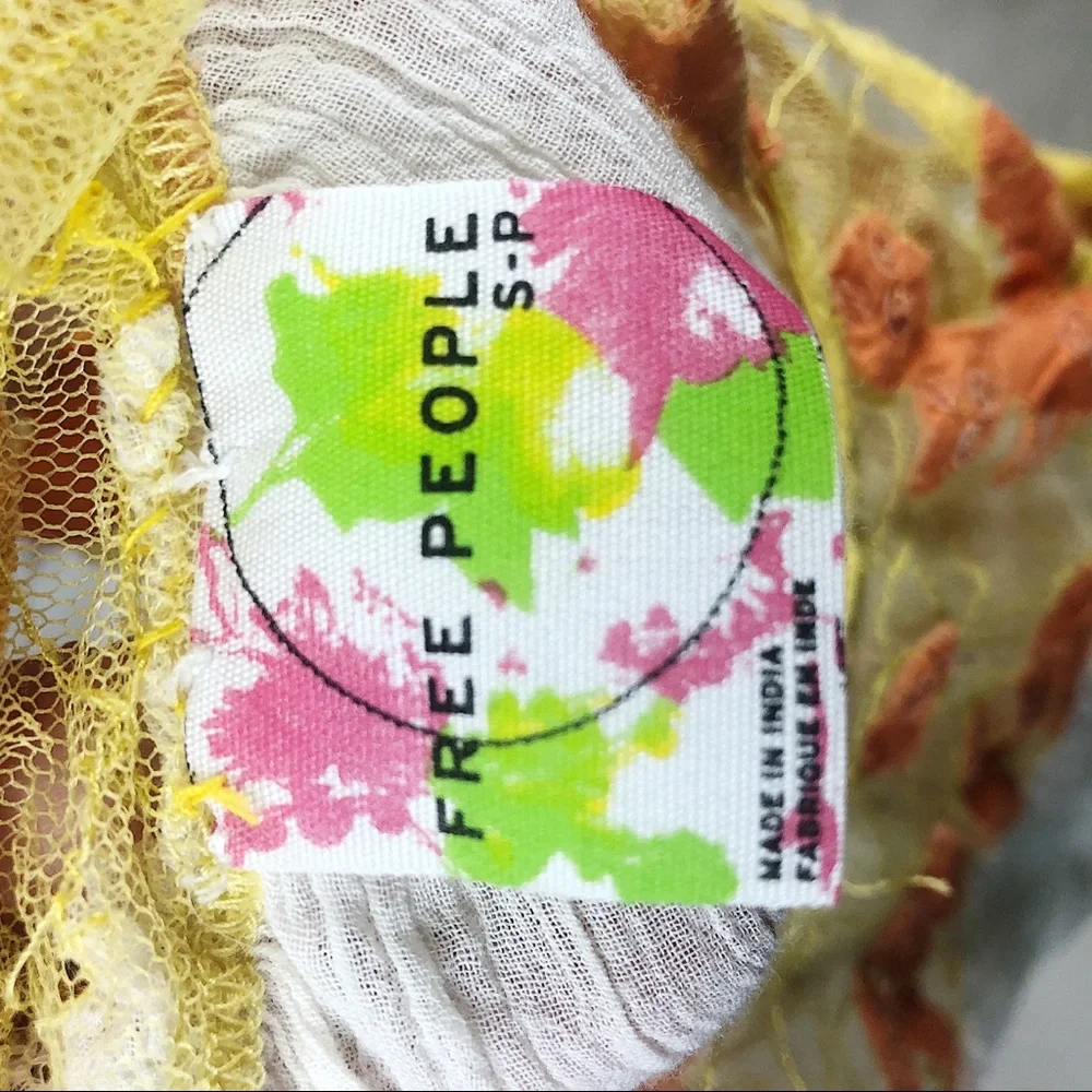 Free People Orange Lace Crepe High Neck Asymmetrical Tank - Picture 9 of 9